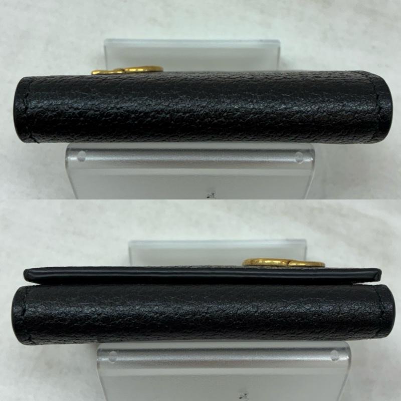 グッチ GUCCI 財布 コンパクト財布 GGマーモント レザー 三つ折り 小銭入れ コインケース ゴールドロゴ 473959 - ロゴ、文字 X ワンポイント 黒 / ブラック / black X 金 / ゴールド / gold color メンズ USED 古着 中古 50157636