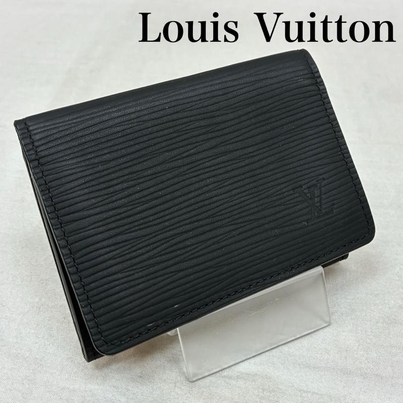 ルイヴィトン LOUIS VUITTON 財布 二つ折り M62292 アンヴェロップ カルト ドゥ ヴィジット 二つ折り カードケース 名刺入れ エピ ノワール - ロゴ、文字 黒 / ブラック / black メンズ USED 古着 中古 50157639