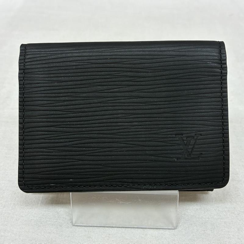 ルイヴィトン LOUIS VUITTON 財布 二つ折り M62292 アンヴェロップ カルト ドゥ ヴィジット 二つ折り カードケース 名刺入れ エピ ノワール - ロゴ、文字 黒 / ブラック / black メンズ USED 古着 中古 50157639