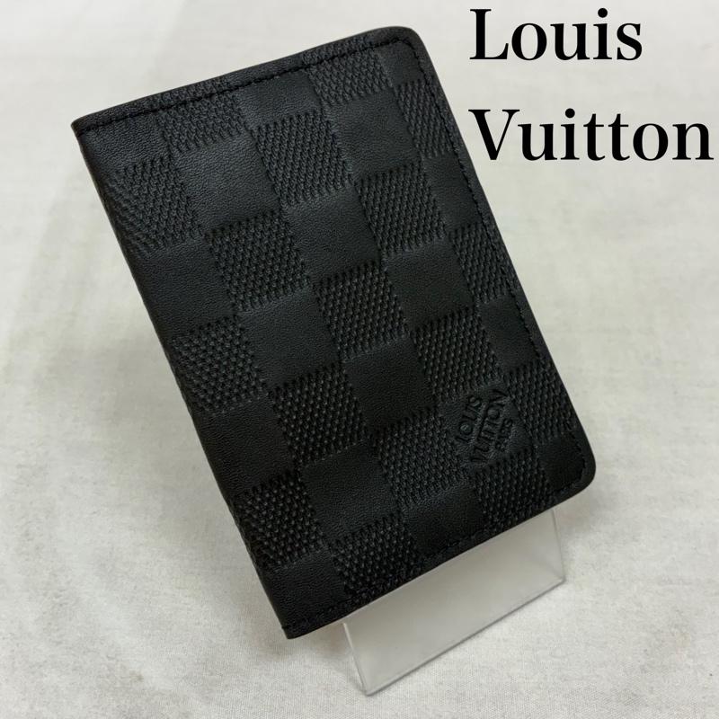 ルイヴィトン LOUIS VUITTON 財布 二つ折り N63197 ダミエ アンフィニ オーガナイザー ドゥ ポッシュ オニキス 二つ折り カードケース 名刺入れ - ロゴ、文字 黒 / ブラック / black メンズ USED 古着 中古 50157642