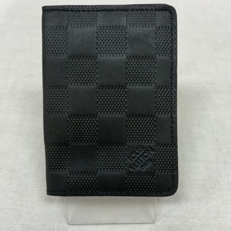 ルイヴィトン LOUIS VUITTON 財布 二つ折り N63197 ダミエ アンフィニ オーガナイザー ドゥ ポッシュ オニキス 二つ折り カードケース 名刺入れ - ロゴ、文字 黒 / ブラック / black メンズ USED 古着 中古 50157642
