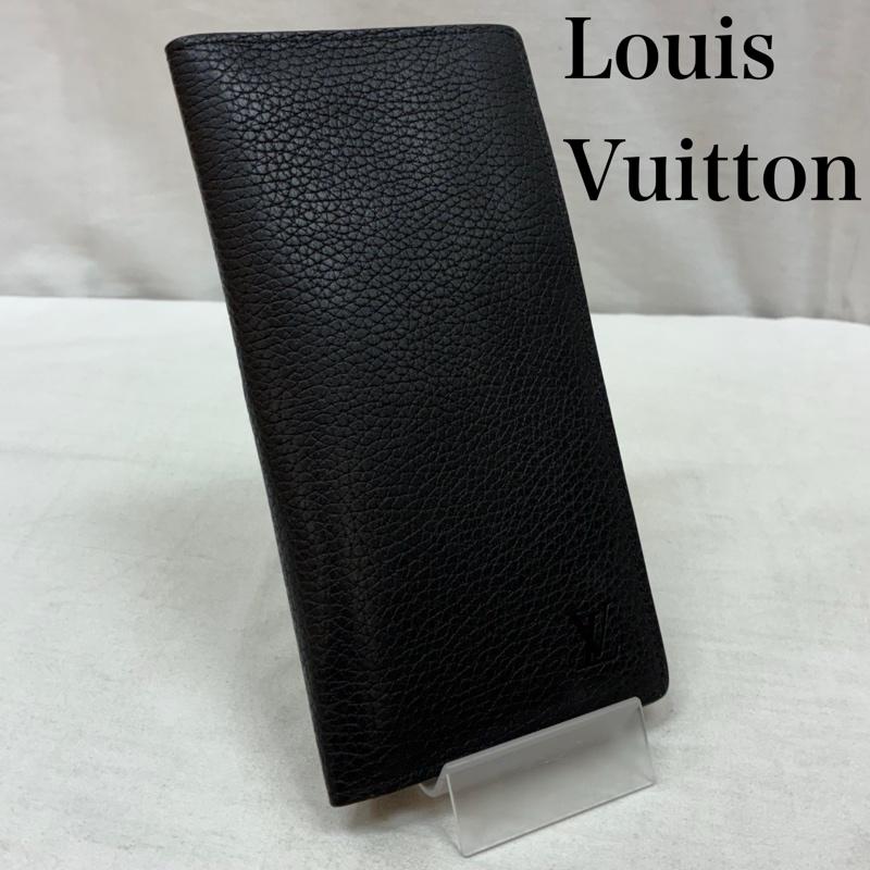 ルイヴィトン LOUIS VUITTON 財布 長財布 M58802 アエログラム ポルトフォイユ ブラザ トリヨン レザー LV ロゴ 型押し 長財布 - ロゴ、文字 X ワンポイント 黒 / ブラック / black メンズ USED 古着 中古 50157644