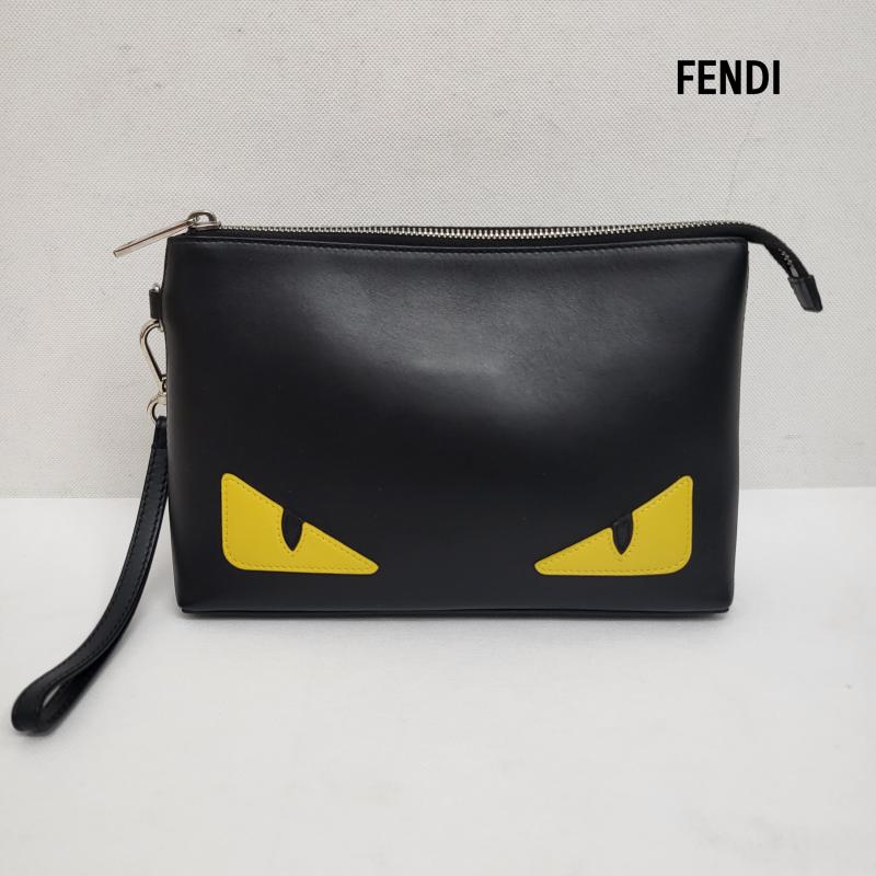 フェンディ FENDI セカンドバッグ セカンドバッグ モンスター クラッチバック サフィアーノレザー バックバグズデザイン 06465720 - 黒 / ブラック / black メンズ USED 古着 中古 50157658