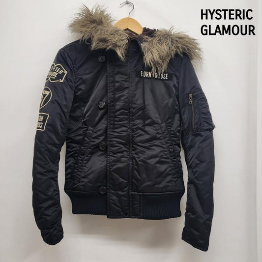 ヒステリックグラマー HYSTERIC GLAMOUR ジャケット、上着 フライトジャケット 2AB-6750 米軍 N-２B プリマロフト フェイクファー FREE 無地 黒 / ブラック / black レディース USED 古着 中古 50157662