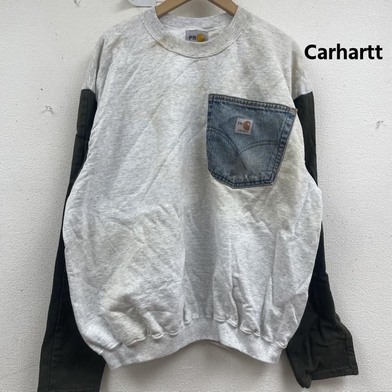 カーハート Carhartt トレーナー 長袖 リメイク スウェット スリーブ切替 デニム生地 ポケット L 白 / ホワイト / white メンズ USED 古着 中古 50157663