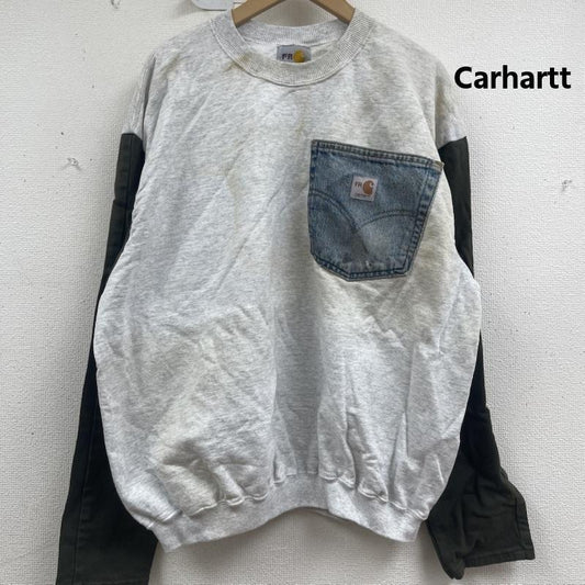 カーハート Carhartt トレーナー 長袖 リメイク スウェット スリーブ切替 デニム生地 ポケット L 白 / ホワイト / white メンズ USED 古着 中古 50157663