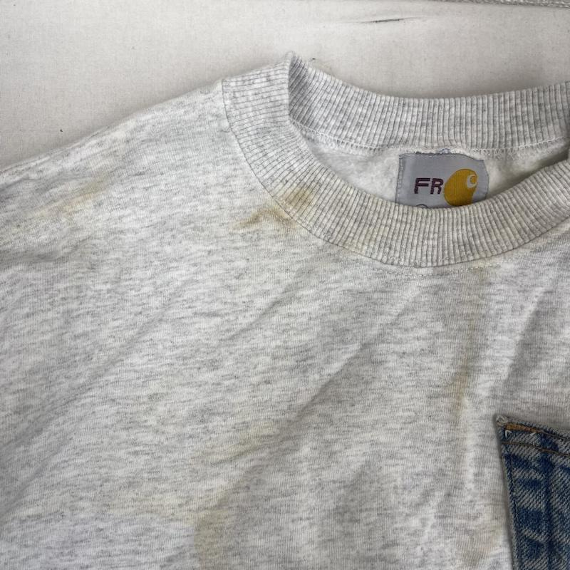 カーハート Carhartt トレーナー 長袖 リメイク スウェット スリーブ切替 デニム生地 ポケット L 白 / ホワイト / white メンズ USED 古着 中古 50157663