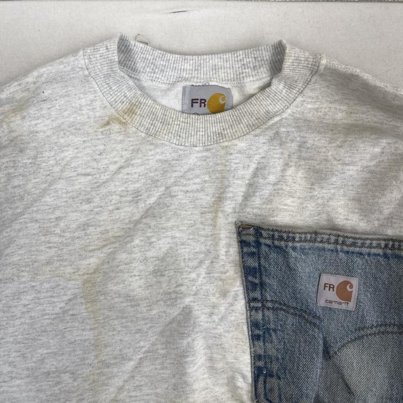 カーハート Carhartt トレーナー 長袖 リメイク スウェット スリーブ切替 デニム生地 ポケット L 白 / ホワイト / white メンズ USED 古着 中古 50157663