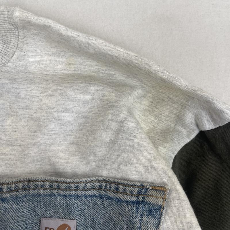 カーハート Carhartt トレーナー 長袖 リメイク スウェット スリーブ切替 デニム生地 ポケット L 白 / ホワイト / white メンズ USED 古着 中古 50157663