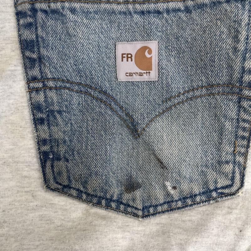 カーハート Carhartt トレーナー 長袖 リメイク スウェット スリーブ切替 デニム生地 ポケット L 白 / ホワイト / white メンズ USED 古着 中古 50157663
