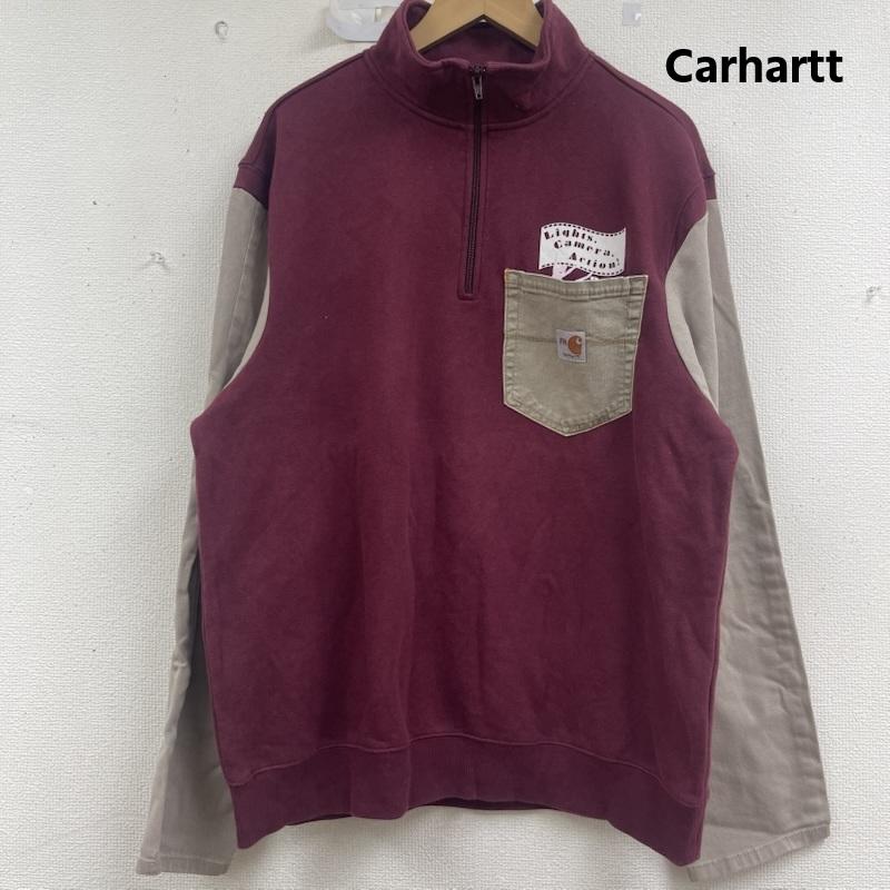 カーハート Carhartt トレーナー 長袖 リメイク ハーフジップ スウェット シャツ XL えんじ / ワインレッド / dark red メンズ USED 古着 中古 50157665
