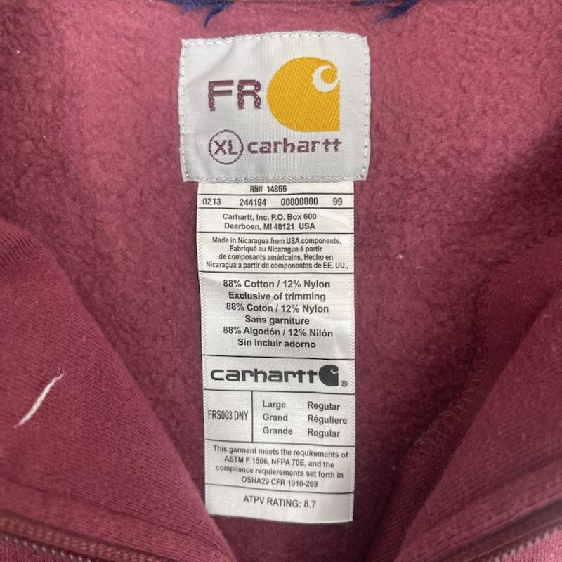 カーハート Carhartt トレーナー 長袖 リメイク ハーフジップ スウェット シャツ XL えんじ / ワインレッド / dark red メンズ USED 古着 中古 50157665