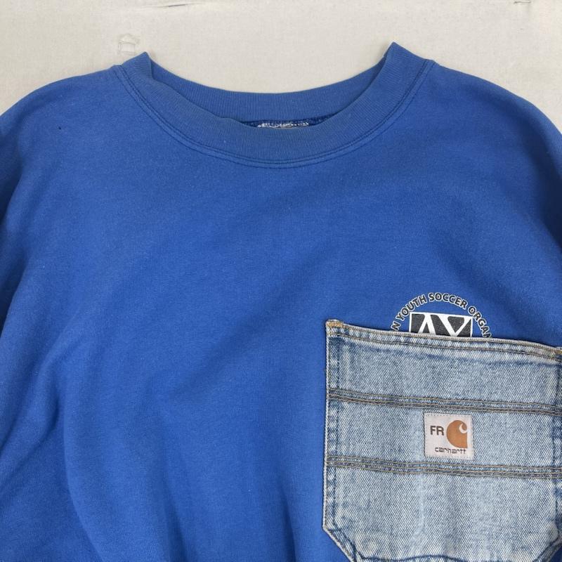 カーハート Carhartt トレーナー 長袖 デニム ポケット ドッキング リメイク スウェット L 青 / ブルー / blue メンズ USED 古着 中古 50157666