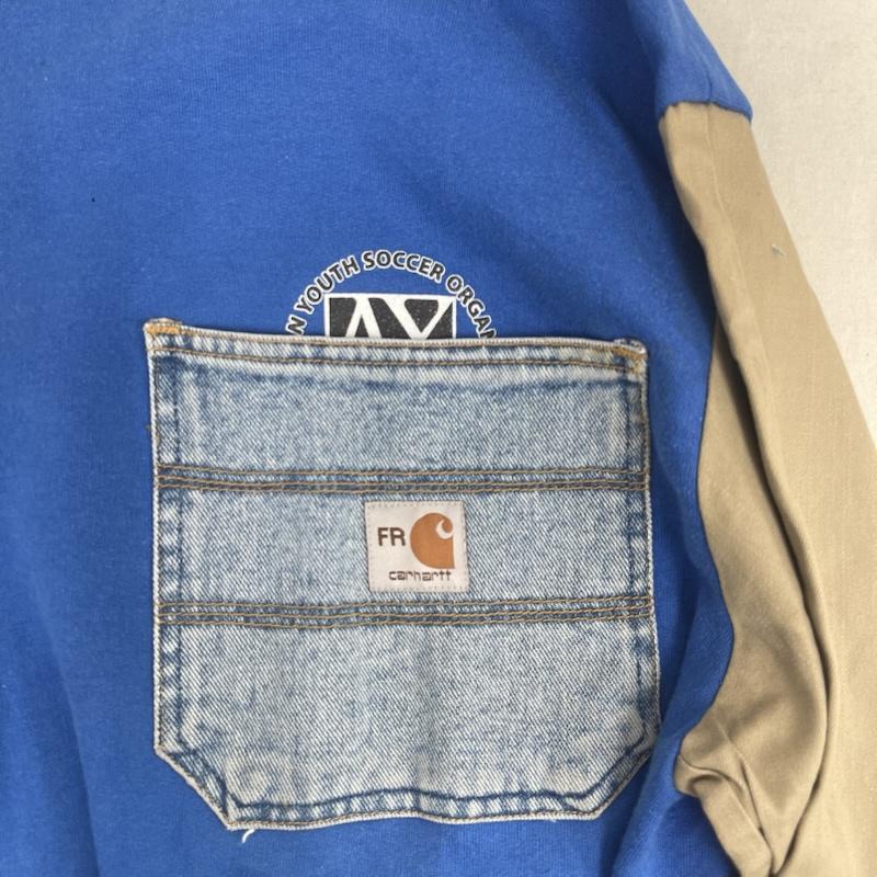 カーハート Carhartt トレーナー 長袖 デニム ポケット ドッキング リメイク スウェット L 青 / ブルー / blue メンズ USED 古着 中古 50157666