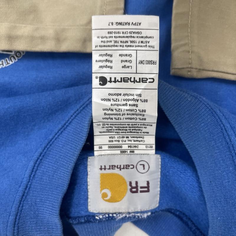 カーハート Carhartt トレーナー 長袖 デニム ポケット ドッキング リメイク スウェット L 青 / ブルー / blue メンズ USED 古着 中古 50157666