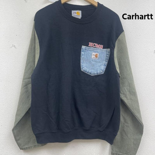 カーハート Carhartt トレーナー 長袖 デニム ポケット ドッキング リメイク スウェット L 黒 / ブラック / black メンズ USED 古着 中古 50157667