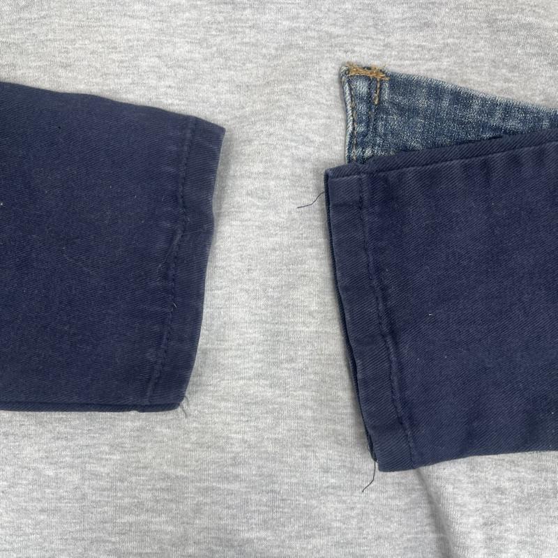 カーハート Carhartt トレーナー 長袖 デニム ポケット ドッキング リメイク スウェット XL 灰 / グレー / gray メンズ USED 古着 中古 50157668