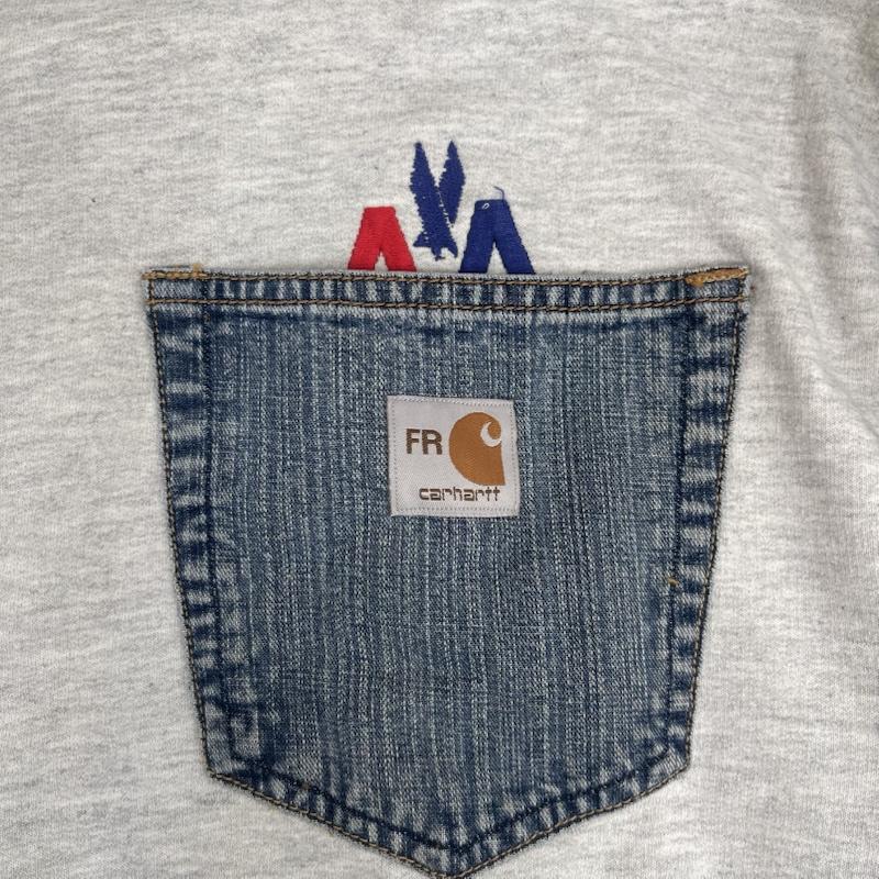 カーハート Carhartt トレーナー 長袖 デニム ポケット ドッキング リメイク スウェット L 灰 / グレー / gray メンズ USED 古着 中古 50157669
