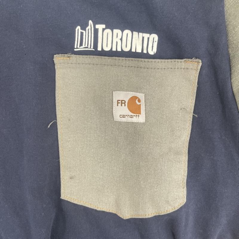 カーハート Carhartt トレーナー 長袖 ポケット ドッキング リメイク スウェット XL 紺 / ネイビー / navy メンズ USED 古着 中古 50157670
