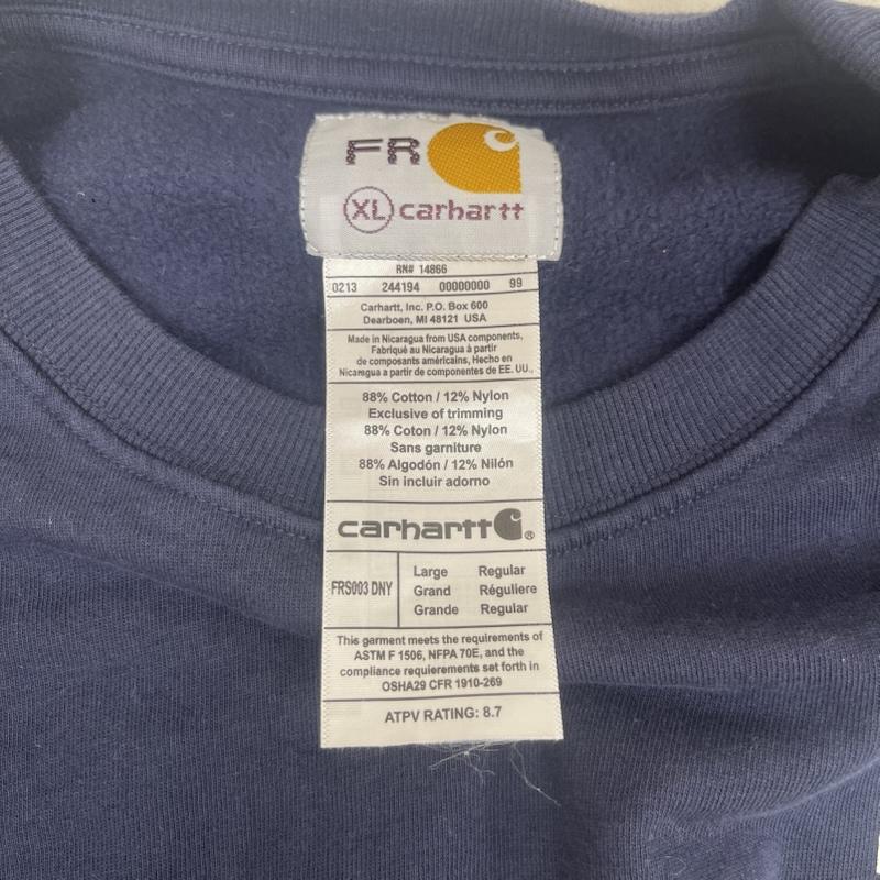 カーハート Carhartt トレーナー 長袖 ポケット ドッキング リメイク スウェット XL 紺 / ネイビー / navy メンズ USED 古着 中古 50157670