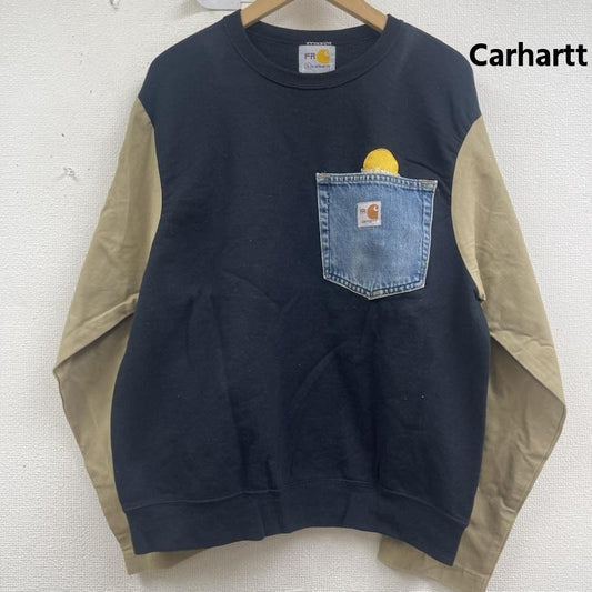 カーハート Carhartt トレーナー 長袖 デニム ポケット ドッキング リメイク スウェット L 黒 / ブラック / black メンズ USED 古着 中古 50157672