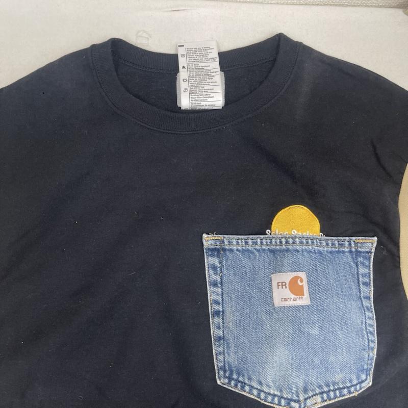 カーハート Carhartt トレーナー 長袖 デニム ポケット ドッキング リメイク スウェット L 黒 / ブラック / black メンズ USED 古着 中古 50157672
