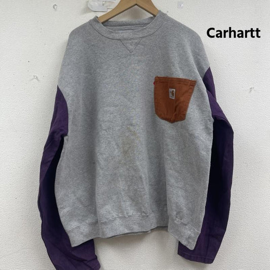 カーハート Carhartt トレーナー 長袖 ポケット ドッキング リメイク スウェット XL 灰 / グレー / gray メンズ USED 古着 中古 50157673