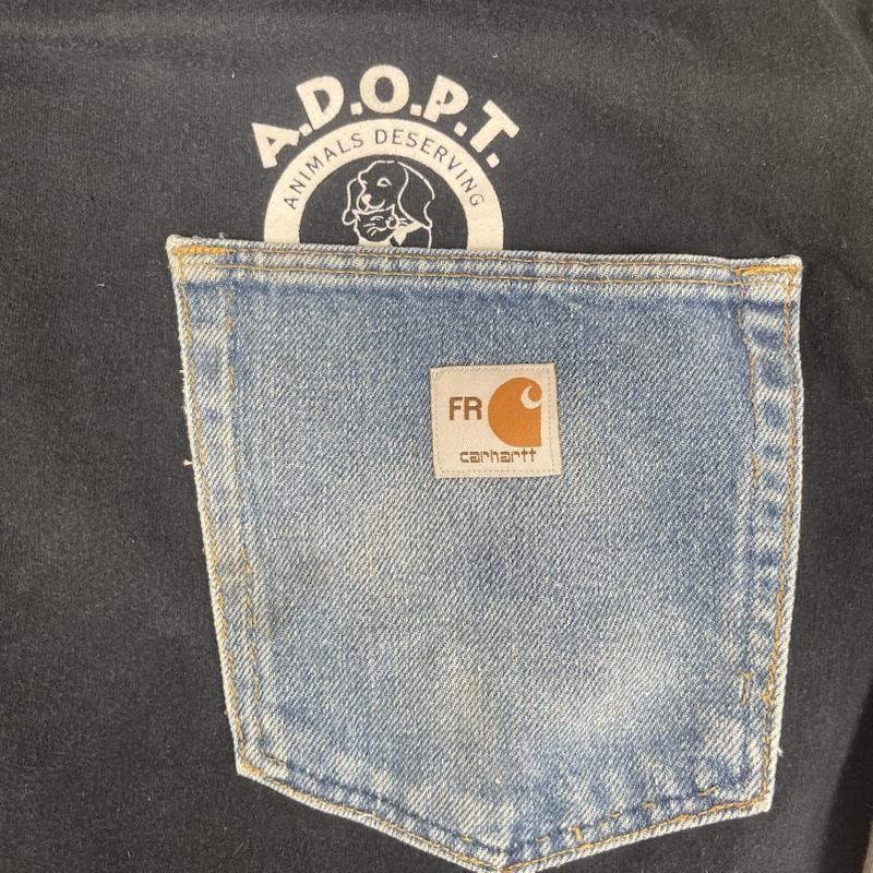 カーハート Carhartt トレーナー 長袖 デニム ポケット ドッキング リメイク スウェット L 黒 / ブラック / black メンズ USED 古着 中古 50157675