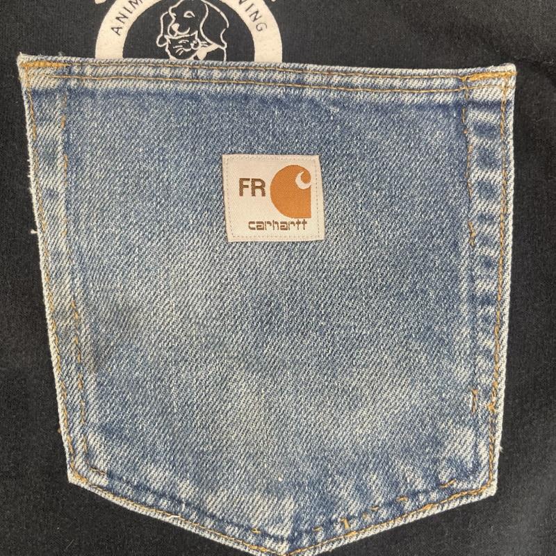 カーハート Carhartt トレーナー 長袖 デニム ポケット ドッキング リメイク スウェット L 黒 / ブラック / black メンズ USED 古着 中古 50157675