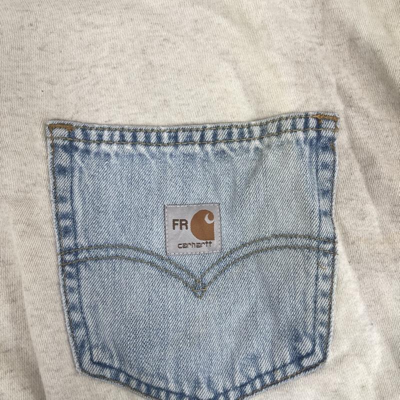 カーハート Carhartt トレーナー 長袖 デニム ポケット ドッキング リメイク スウェット XL オフホワイト / オフホワイト / メンズ USED 古着 中古 50157676