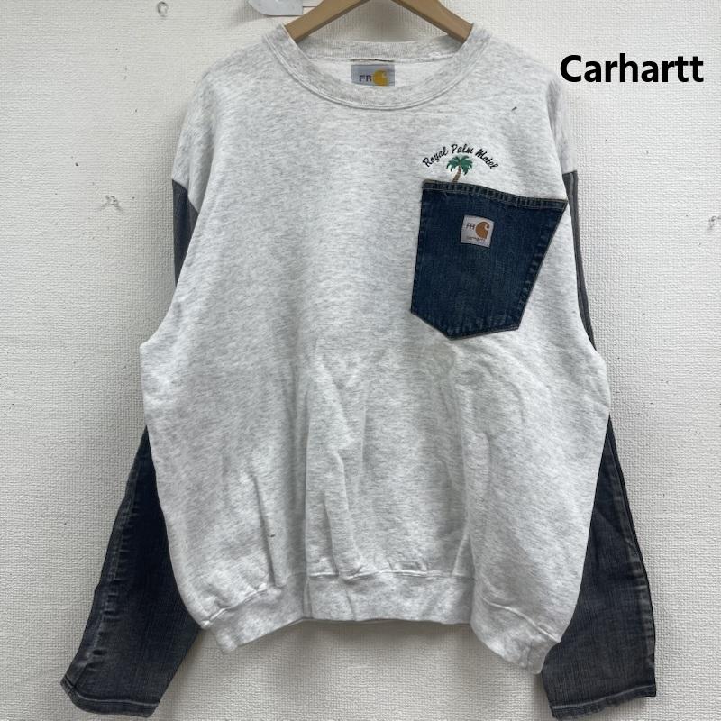 カーハート Carhartt トレーナー 長袖 デニム ポケット ドッキング リメイク スウェット XL 白 / ホワイト / white メンズ USED 古着 中古 50157677