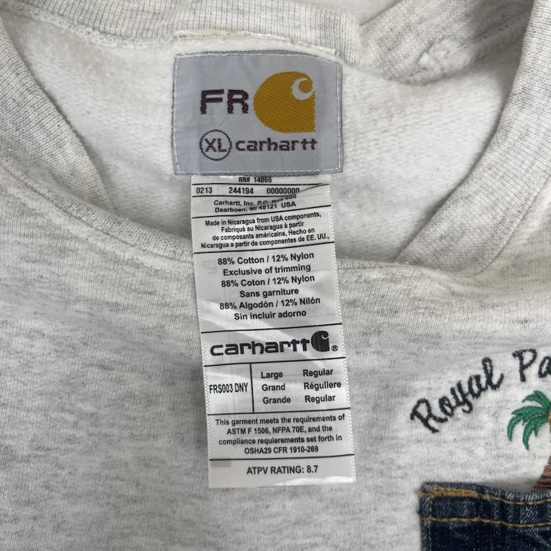 カーハート Carhartt トレーナー 長袖 デニム ポケット ドッキング リメイク スウェット XL 白 / ホワイト / white メンズ USED 古着 中古 50157677