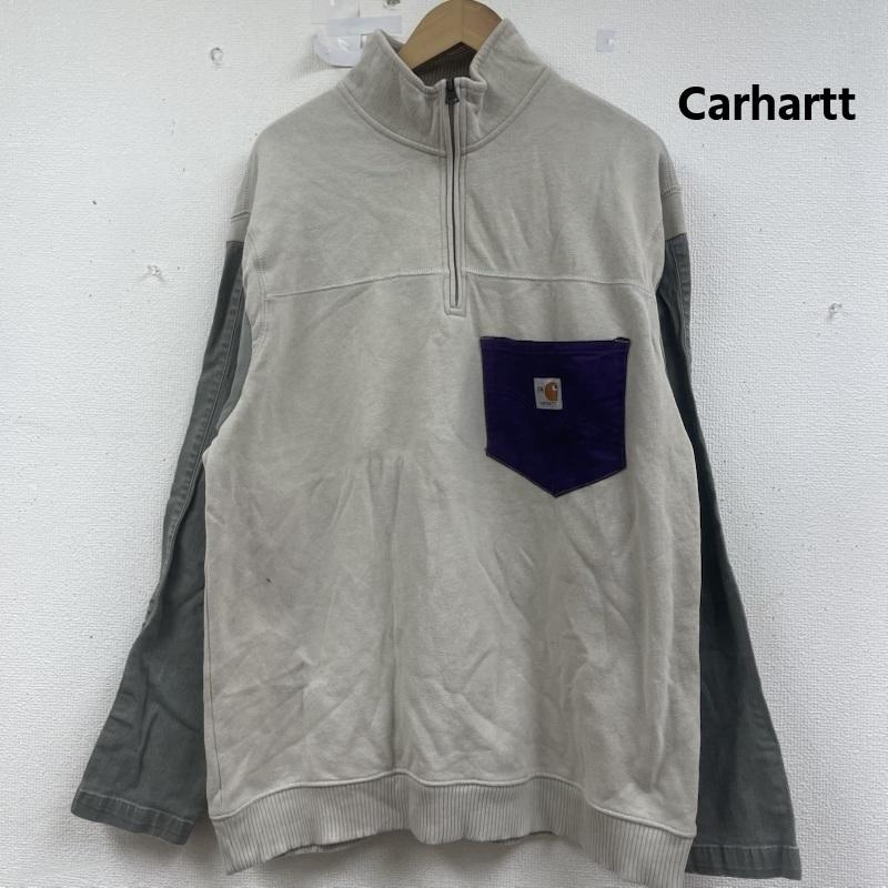 カーハート Carhartt トレーナー 長袖 ハーフジップ デニム ポケット ドッキング リメイク スウェット L ベージュ / ベージュ / beige メンズ USED 古着 中古 50157683