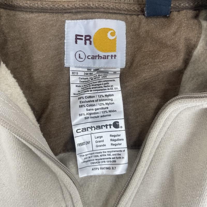 カーハート Carhartt トレーナー 長袖 ハーフジップ デニム ポケット ドッキング リメイク スウェット L ベージュ / ベージュ / beige メンズ USED 古着 中古 50157683