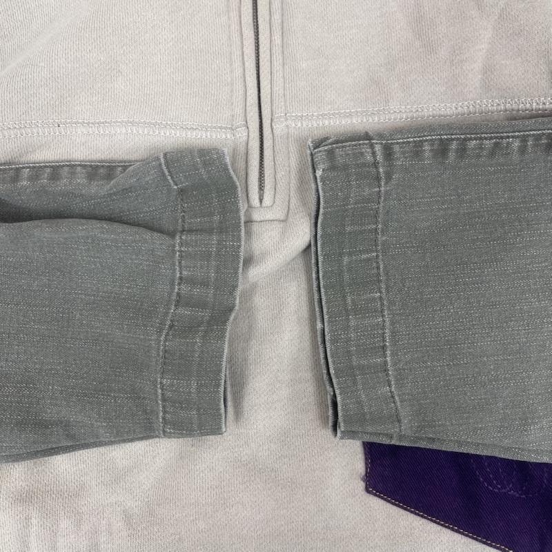 カーハート Carhartt トレーナー 長袖 ハーフジップ デニム ポケット ドッキング リメイク スウェット L ベージュ / ベージュ / beige メンズ USED 古着 中古 50157683