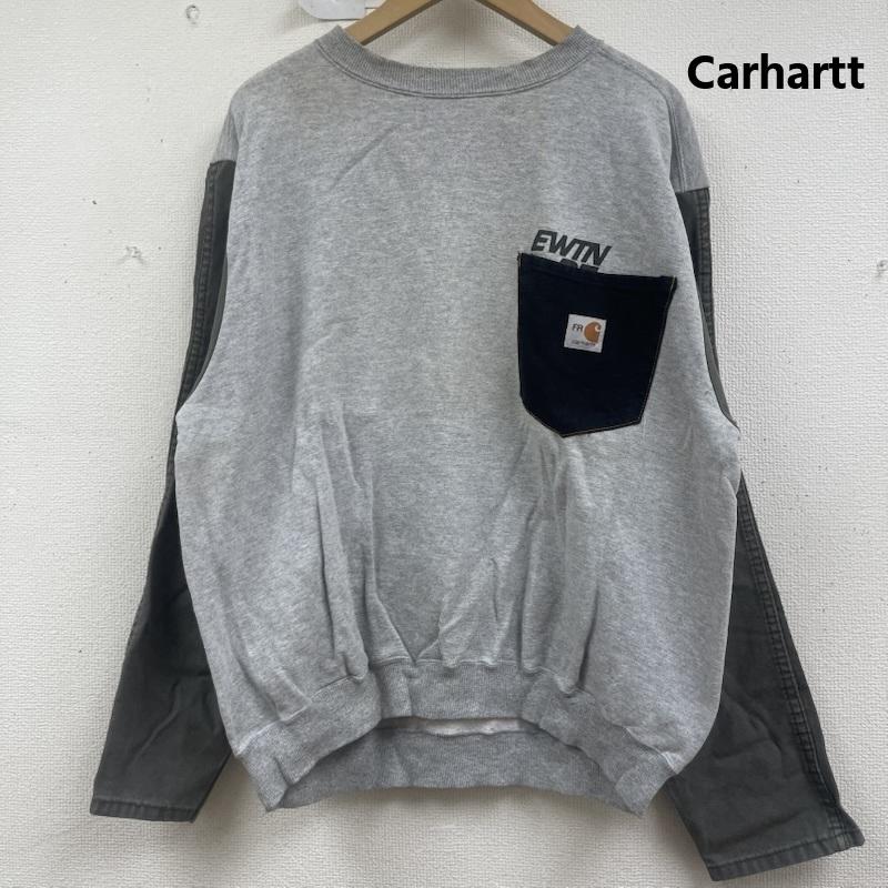 カーハート Carhartt トレーナー 長袖 デニム ポケット ドッキング リメイク スウェット XL 灰 / グレー / gray メンズ USED 古着 中古 50157684