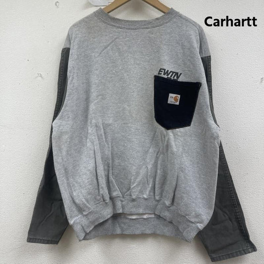 カーハート Carhartt トレーナー 長袖 デニム ポケット ドッキング リメイク スウェット XL 灰 / グレー / gray メンズ USED 古着 中古 50157684