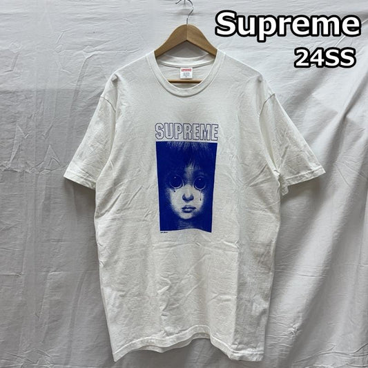 シュプリーム Supreme Tシャツ 半袖 24SS Margaret Keane Teardrop Tee マーガレットキーン ティアドロップ Bigeye Tシャツ L 白 / ホワイト / white メンズ USED 古着 中古 50157690