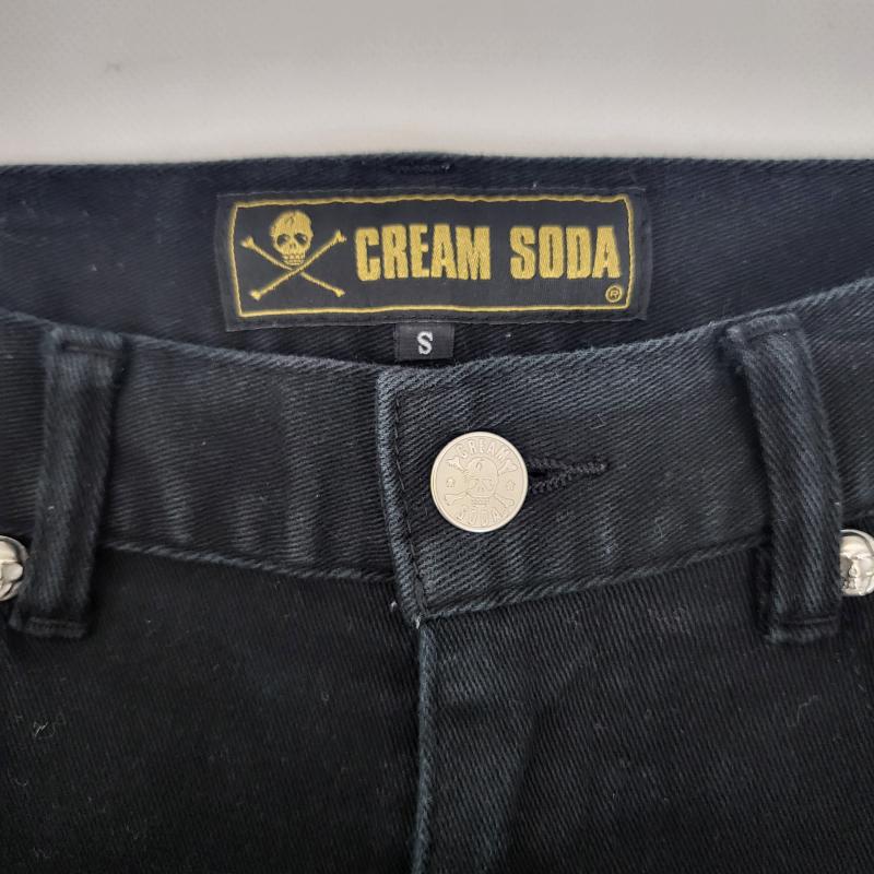 クリームソーダ CREAMSODA パンツ デニム、ジーンズ イナズマステッチ ブラック アメカジ ロカビリー S メンズ USED 古着 中古 50157711