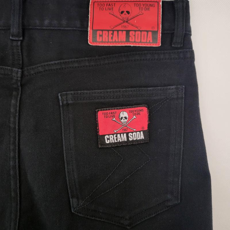 クリームソーダ CREAMSODA パンツ デニム、ジーンズ イナズマステッチ ブラック アメカジ ロカビリー S メンズ USED 古着 中古 50157711