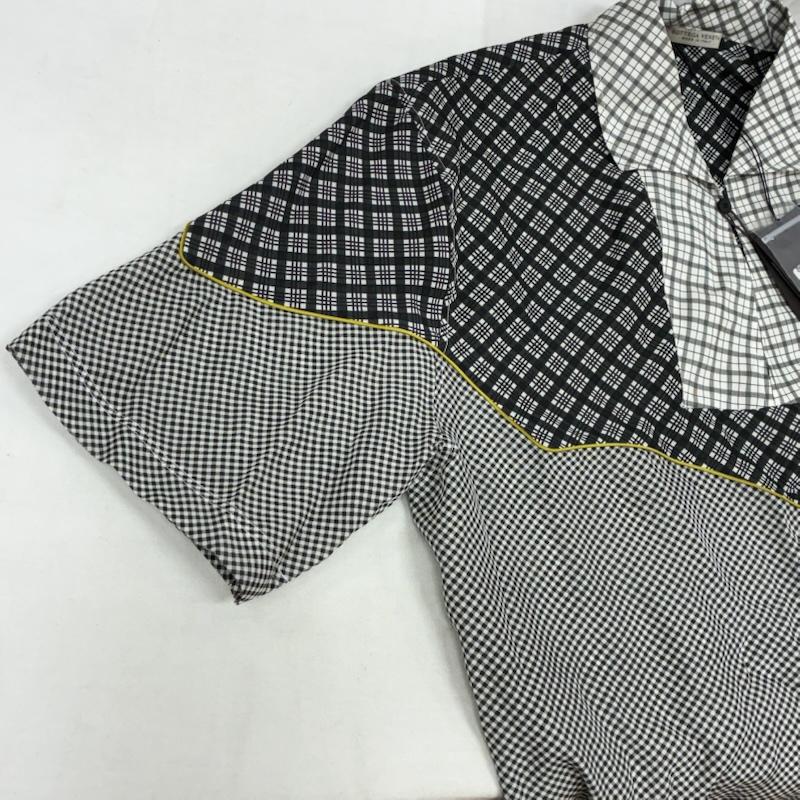 ボッテガヴェネタ BOTTEGA VENETA シャツ、ブラウス 半袖 プルオーバー マルチ チェック プリント シルク シャツ 54 - チェック 白 / ホワイト / white X 黒 / ブラック / black X 灰 / グレー / gray X マスタード / マスタード / メンズ USED 古着 中古 50157725