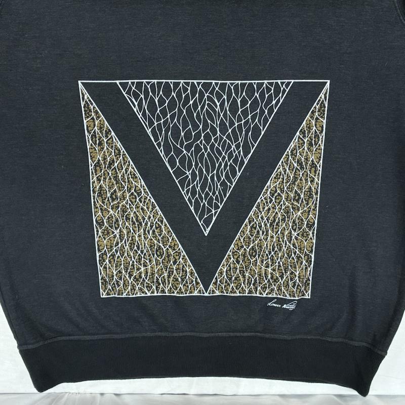 ルイヴィトン LOUIS VUITTON トレーナー 長袖 ガストンV グラフィック プリント コットン ナイロン プルオーバー クルーネック スウェット RM151M XL ロゴ、文字 X プリント 黒 / ブラック / black メンズ USED 古着 中古 50157729