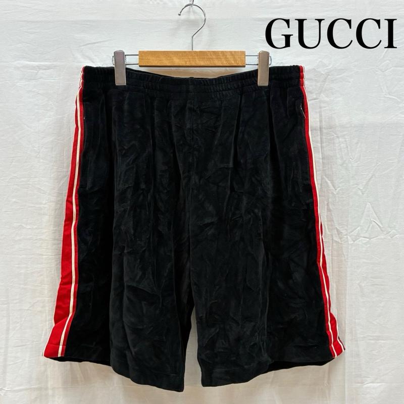 グッチ GUCCI パンツ ショートパンツ シェニール ライン ベルベット ショーツ ベロア イージー ハーフパンツ XL 黒 / ブラック / black X 赤 / レッド / red X 白 / ホワイト / white メンズ USED 古着 中古 50157738