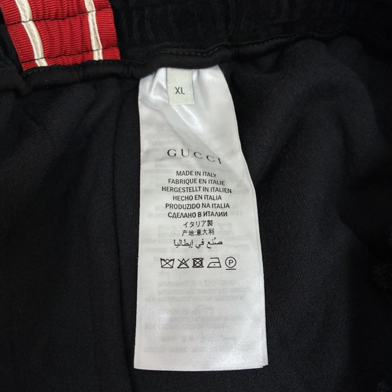 グッチ GUCCI パンツ ショートパンツ シェニール ライン ベルベット ショーツ ベロア イージー ハーフパンツ XL 黒 / ブラック / black X 赤 / レッド / red X 白 / ホワイト / white メンズ USED 古着 中古 50157738