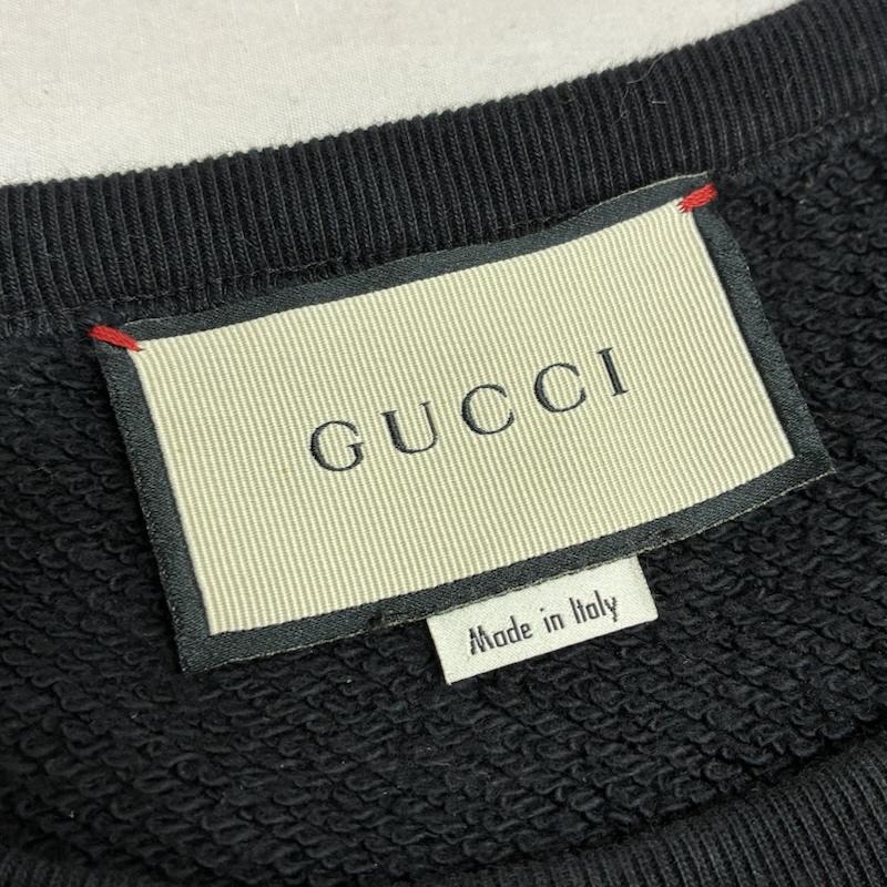 グッチ GUCCI トレーナー 長袖 メタル ロゴ オーバーサイズ プルオーバー クルーネック コットン スウェット トレーナー XL ロゴ、文字 X プリント 黒 / ブラック / black X 赤 / レッド / red X 白 / ホワイト / white メンズ USED 古着 中古 50157742