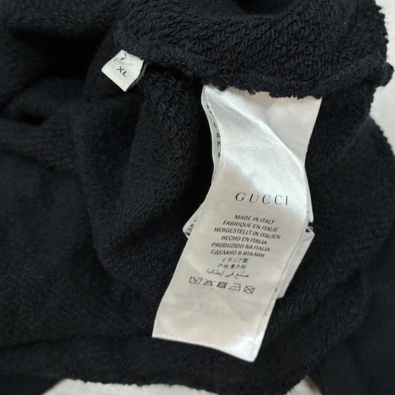 グッチ GUCCI トレーナー 長袖 メタル ロゴ オーバーサイズ プルオーバー クルーネック コットン スウェット トレーナー XL ロゴ、文字 X プリント 黒 / ブラック / black X 赤 / レッド / red X 白 / ホワイト / white メンズ USED 古着 中古 50157742