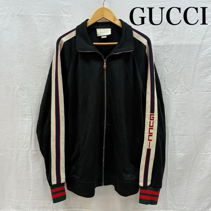 グッチ GUCCI ジャケット、上着 ジャンパー、ブルゾン ストライプ ライン アーム ロゴ テクニカル トラック ジャケット ジップアップ ジャージ XL ロゴ、文字 黒 / ブラック / black X マルチカラー / マルチカラー / multicolor メンズ USED 古着 中古 50157744