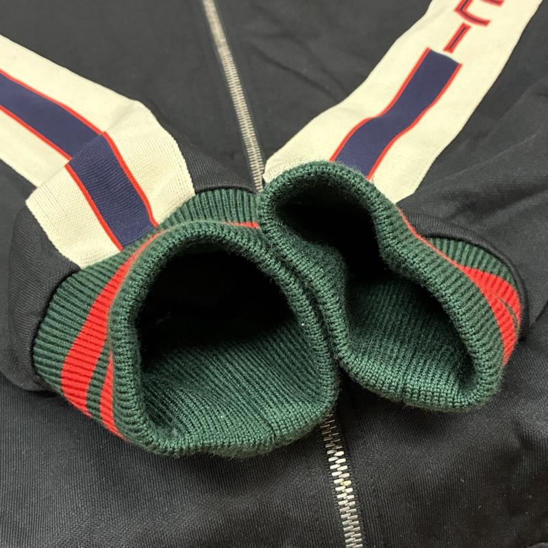 グッチ GUCCI ジャケット、上着 ジャンパー、ブルゾン ストライプ ライン アーム ロゴ テクニカル トラック ジャケット ジップアップ ジャージ XL ロゴ、文字 黒 / ブラック / black X マルチカラー / マルチカラー / multicolor メンズ USED 古着 中古 50157744