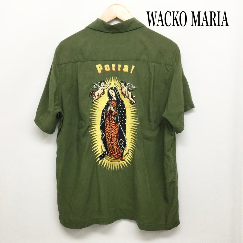 ワコマリア WACKO MARIA シャツ、ブラウス 半袖 wacko maria 半袖シャツ PORRA マリア刺繍 オープンカラーシャツ M 刺繍 緑 / グリーン / green メンズ USED 古着 中古 50157747
