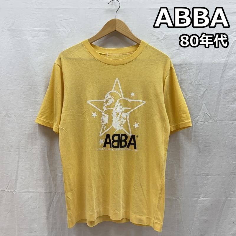 ヴィンテージ VINTAGE Tシャツ 半袖 ABBA 80年代 ロゴ プリント バンド Tシャツ バンT 80s - 黄 / イエロー / yellow メンズ USED 古着 中古 50157759